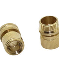 Hose Connector Adapter Kit With Copper Quick Connects For Three Quarter Inch Internal And External Threads Garden Irrigation And Car Wash Pipe Fittings 10 Pack, two brass connectors