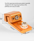 CNC Router Side Pressure Plate Clamps Set In 6063 Aluminum with serrated claw grip, showing T-track design and measurements.