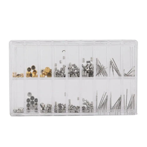 Metal Watch Crown Tube Stem Set 10 Pcs For ETA 2824 2836 Movements in organized storage case