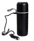 On The Go Electric Travel Mug With Fast Heating Element And Built In Magnetic Stirrer To Keep Your Daily Espresso Or Smooth Matcha Straight Up Hot All Day, black, with car charger.