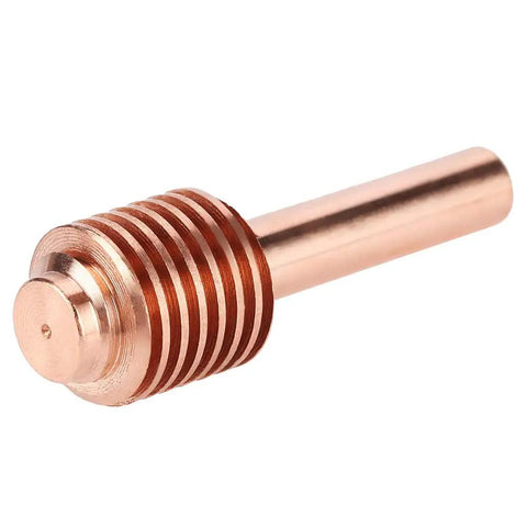 Copper electrode from Ten Piece Plasma Cutter Torch Consumables Kit includes five electrodes and five nozzle tips for metal cutting