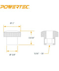 Technical drawing of Five Pack Round Knobs Five Sixteenths By Eighteen Threaded Clamping Knobs For T Track And Table Saw Accessories