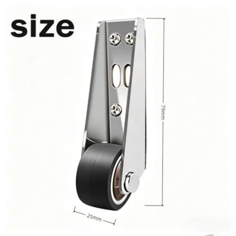 Heavy Duty Vertical Track Roller Wheels 8 Piece Set Anti Sag Sliding Door Bottom Guides With Zero Fuss Installation Built Tough Hardware For Barn Doors Cabinets And Drawers Smooth Operator showing 25mm rubber roller and metal mount.