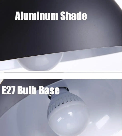 Glossy Dome Semicircle Hanging Lamp, Colorful Ceiling Pendant Light Fixture, Aluminum shade and E27 bulb base detail.