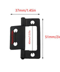 Four Piece Sub Iron Folding Hinges Two Inch Matte Black, 51mm hinge with side measurements, suitable for cabinet doors and boxes.