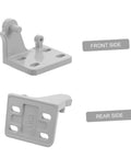 Heavy Metal Replacement Hinges For Commercial Fridge And Freezer Doors shown from front and rear side in gray steel design.