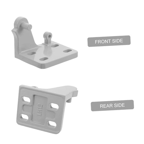 Heavy Metal Replacement Hinges For Commercial Fridge And Freezer Doors shown from front and rear side in gray steel design.
