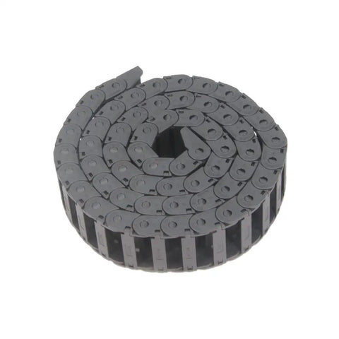Open Type Drag Chain Cable Carrier 10x30mm, 1 Meter Length, black plastic coil, R18 with end connectors, for 3D printers and CNC machines
