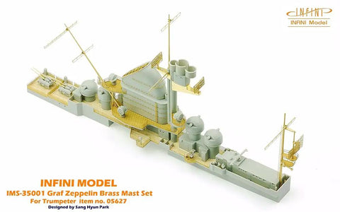 Zeppelin Brass Mast Drop In Upgrade Set For Trumpeter No 05627 With 16 Turned Brass Parts, 1 Photo Etch Sheet, A4 Instructions