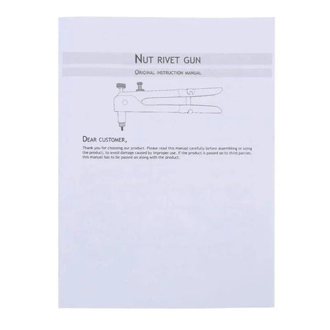 Ultimate Xyntor Rivet Nut Kit With 100 Aluminum Inserts M3 To M8, manual cover for nut rivet gun