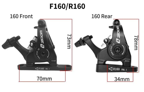Rock Solid Mechanical Disc Brakes For Road And Cyclocross Bikes Flat Mount Caliper with F160 and R160 dimensions.