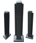 Sleek Matte Black Stainless Steel Glass Railing Post 59 Inch U Channel Balustrade Spigot in various heights and angles.