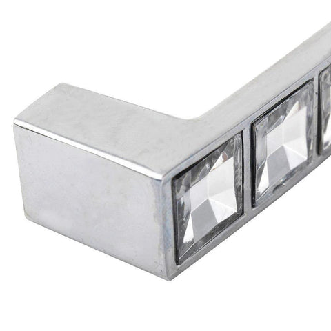 Close-up of Decorative Crystal Glass Rhinestone Cabinet Pulls 4 Inch Overall Length with 3.8 Inch Center to Center Zinc Alloy 10 Pack.