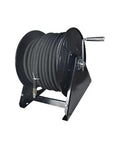 Portable Hose Reel Featuring Slick Single Arm Design For Totally Stress Free Water Pipe Storage And Fast Garden Hose Coiling, black, heavy-duty with 50m hose.