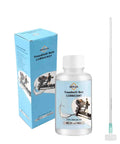 Silicone Treadmill Belt Lubricant 5 Oz Bottle for Ultra Smooth Quiet Runs in front of packaging box and applicator tube.