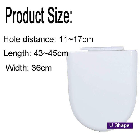 Product size details for Quick Release Toilet Seat With Soft Close And Removable Hinges, showing dimensions 43~45cm length and 36cm width.