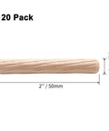 Premium Hardwood Birch Dowel Pins 120 Pieces One Quarter X Two Inch Fluted Joinery Rods Smooth Finish in natural light brown color.