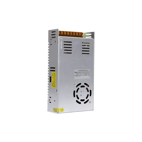 Beefy DC Regulated Power Supply For Led Light Strips And Security Monitoring With 24 Volt Output 16.7 Amp 400 Watt Heavy Duty Industrial Grade Power Supply For 3D Printers, silver metal casing