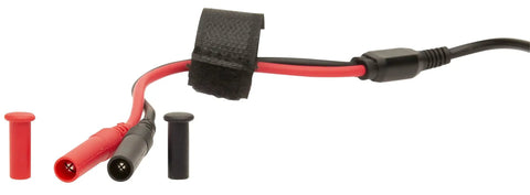 Digital Multimeter Amp Probe For 0 To 600 Amp AC DC Measurements With Two Foot Lead showing red and black connectors