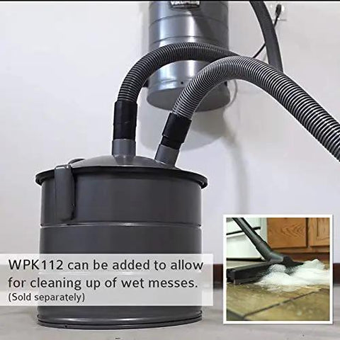 Wall Mounted Garage Vacuum With 50 Ft Hose And Tools Heavy Duty 7 Gallon Steel Can Corrosion Resistant Finish in garage setting