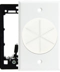 Slick Grommet Wall Plate For In-Wall Cable Management and Wire Concealment, heavy-duty white ABS material, designed for easy installation.