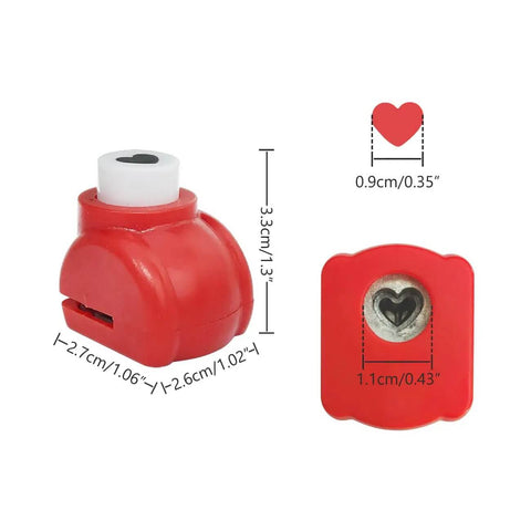 Red heart hole punch from 10 Piece Hole Punch Craft Set With Colorful Scrapbooking Shapes Including Snowflakes Hearts Crowns Four Leaf Clover Stars Candy Rabbits Tulips Durable Stainless Steel Cutting Dies Safe Plastic Shell Flat Base For Easy, Fun DIY Craft Projects