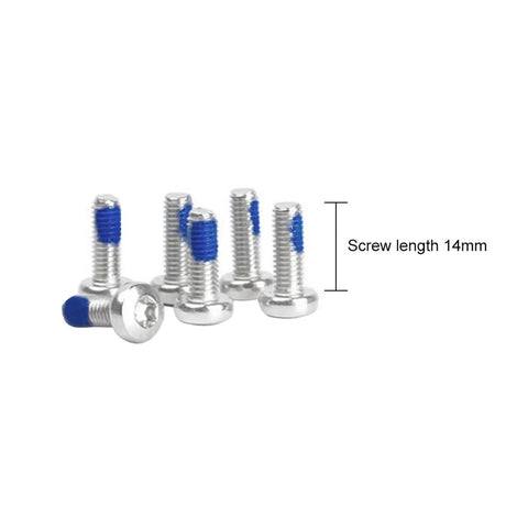 Close-up of 14mm screws with blue coating, part of Disc Brake Adapter For Front 100x15 To 110x15 And Rear 142x12 To 148x12