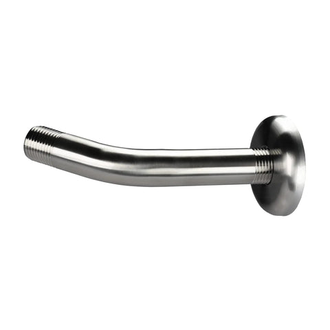 6 Inch Shower Arm Flange And Assembly In Brushed Nickel Finish For Wall Mount Showerheads, Durable One Half Inch IPS Thread