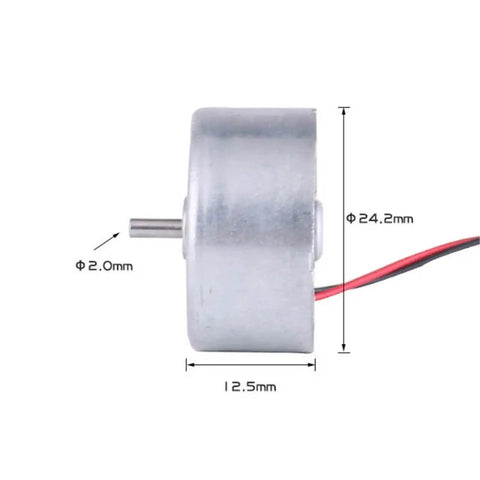 6V 6500 RPM Micro DC Electric Motor With A Tough As A Nail Build And Silky Smooth Spin Designed For Smart Locks Mini Fans And DIY Crafts Offering No Fuss Reliability Daily And Long Term Durability, side view with dimensions.