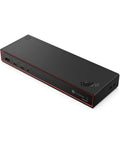Plug And Play Thunderbolt 5 Docking Station Boasting 180W Output For Smooth Triple 8K Displays And Snappy Data Transfers For High Performance Workstation Setups Black side view with ports