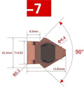 High Precision Carbide Keyway Slotting Tool Holder Insert For Broaching Milling Machines, size and angle diagram with precise measurements.