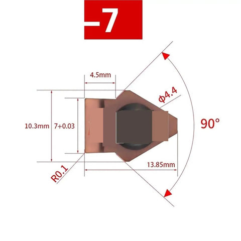 High Precision Carbide Keyway Slotting Tool Holder Insert For Broaching Milling Machines, size and angle diagram with precise measurements.