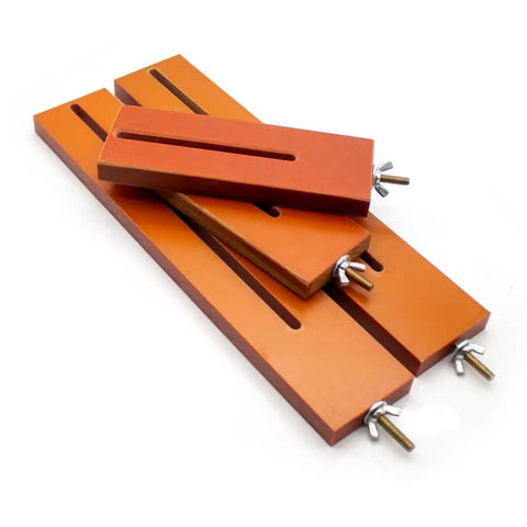 Adjustable Battery Spot Weld Jig For 18650 And 26650 Cells With Flexible Array Layout And Hella Tough High Density Bakelite Rig.