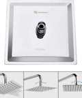 8 Inch Stainless Steel Rain Shower Head With High Flow Output, Square Rainfall Design, Chrome Finish, Durable Solid Metal