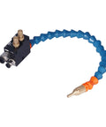 Beefy Mist Coolant Sprayer For Machine Tools With Adjustable Airflow features a flexible blue hose and air control nozzles.