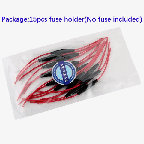 Inline AGC Fuse Holder 6x30mm 15 Pack 32V 20A Fast Blow Glass Fuse in Packaging with 16 AWG Red Wires