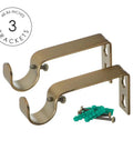 Bracket set for Decorative 1 Inch Curtain Rod With End Cap Finials, Adjustable 48 To 86 Inches, Warm Gold Finish, screws included