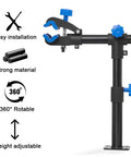 Wall Mount Bike Repair Stand With Telescoping Height From 18.9 to 27.2 Inches, shown with 360 Degree Rotating Clamp, Black