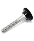 The Real Deal Stainless Steel Thumb Screws 1/4-20 By 1-1/2 Inch featuring black knurled knob and UNC coarse threads.