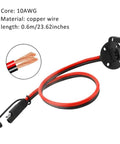 SAE Power Socket Sidewall Port Kit With Cap Easy Install 10AWG 23.62 Inch Quick Disconnect Panel Mount Power Cable
