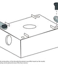 Diagram of Metal Weatherproof Electrical Outlet Box 1 Gang With Three 1/2-Inch Knockouts White Powder Coat Die-Cast Construction