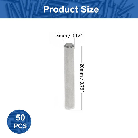3mm By 20mm Stainless Steel Dowel Pins 304 Grade Cylindrical Locating Pins For Precision Alignment Easy Insertion Rust Resistant Durable For Tools Machinery And DIY Projects size chart, 50 pcs