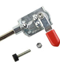 Stainless Steel Push Pull Toggle Clamp Quick Release Fixture With 40 Kg Capacity, tool with red handle shown with bolt and nut