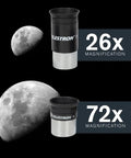 NexStar 130SLT Computerized Telescope With 130mm Aperture showing 26x and 72x magnification with lunar views