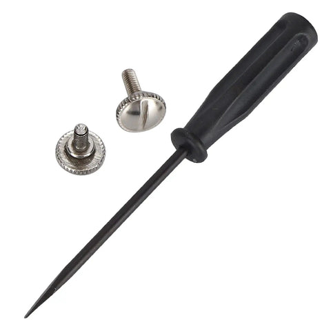Super Tight Industrial Sewing Machine Screw Kit With Stainless Steel Shrapnel And Needle Parts To Fix Presser Feet Bobbins Fast, including screws and a screwdriver.