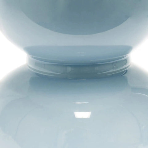 Close-up of Cool Stacked Stone Double Gourd Ceramic Lamp in Light Blue showing glossy ceramic bubble base detail.