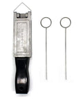 Front view of Egg Sinker Mold Kit For DIY Bank Fishing, includes mold with black handle and two metal accessories, supports 1oz-5oz sinkers.