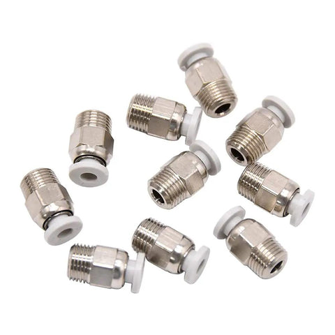 M10 Straight Pneumatic Push Fitting Connector For E3D V6 Bowden Extruder fits Ender 3 CR10 1.75mm filament, stainless steel, 10 pcs