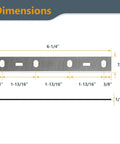 Dimensions of Top Shelf 6 Inch Jointer Blades Replacement Knives For Porter Cable PC160JT and PC37072, including length and width measurements.