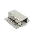 Right Angle Weld-On Hinge For Concealed U-Shaped Slot Doors in 304 Stainless Steel, showing industrial mechanical hardware design.